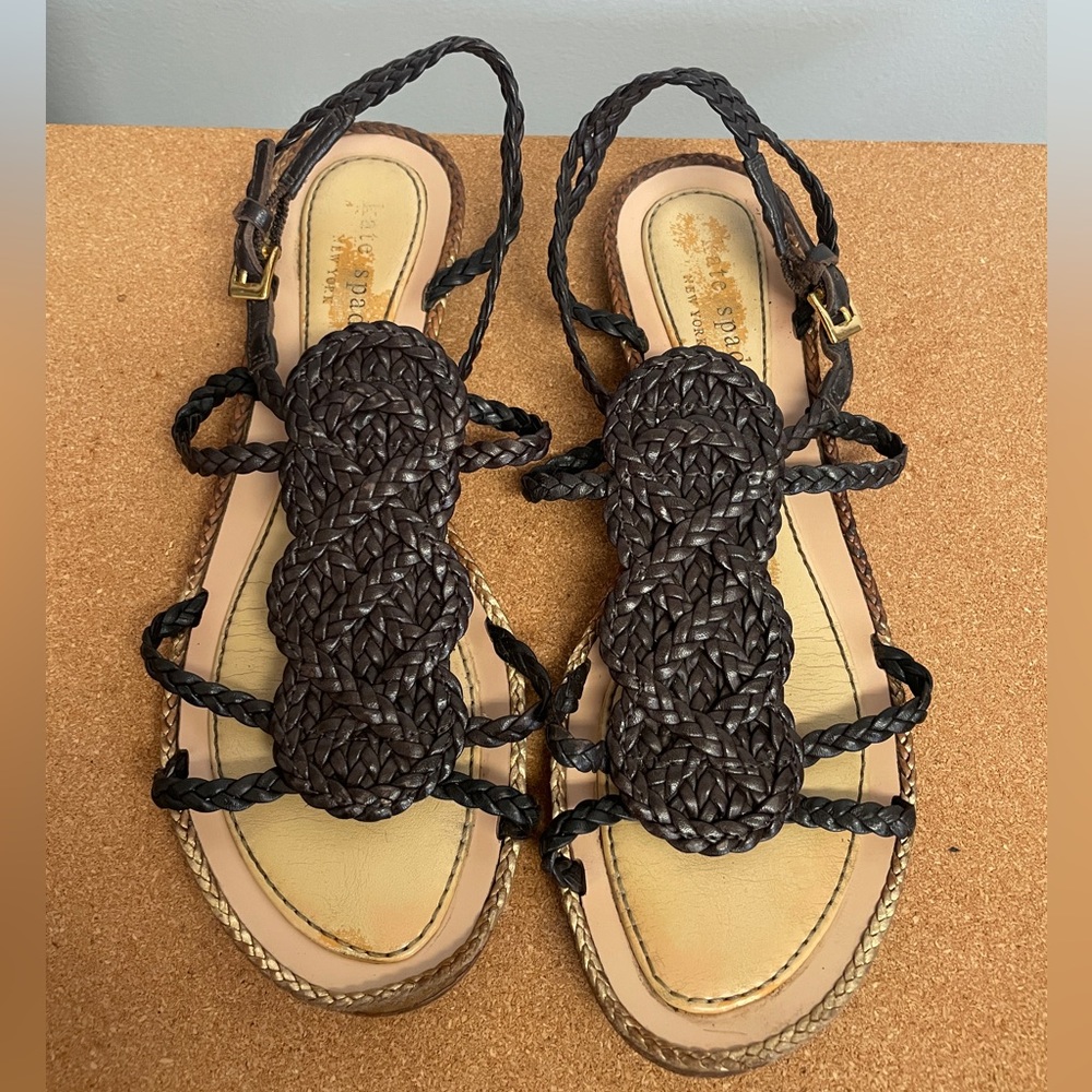 kate spade Dark Brown Braided Slingback Sandals